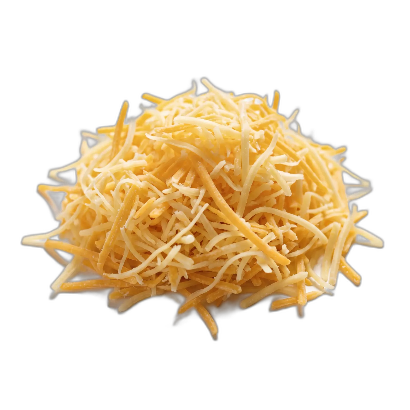 A loose pile of shredded cheese