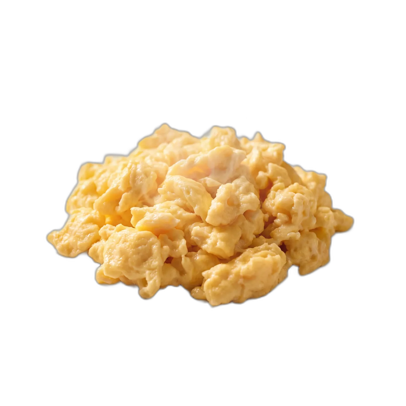 A loose pile of fluffy scrambled eggs